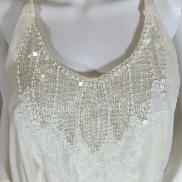 Miss Me Double Layer Lace Sequin Cream Top SZ M $89 - Picture 10 of 11